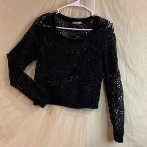 Charlotte Russe Black Crochet Cropped Blouse